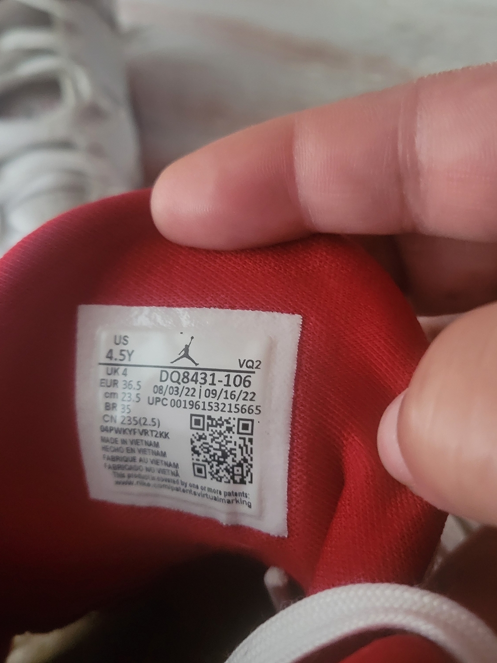 Jordan Two Trey Kids Shoes White Black and Red Size 4.5Y - Picture 10 of 10